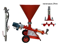 Инъекционный шнековый насос Титан-706-ДМШБ, смесительный вал, штукатурный пистолет, стальной бункер, шланг 25мм
