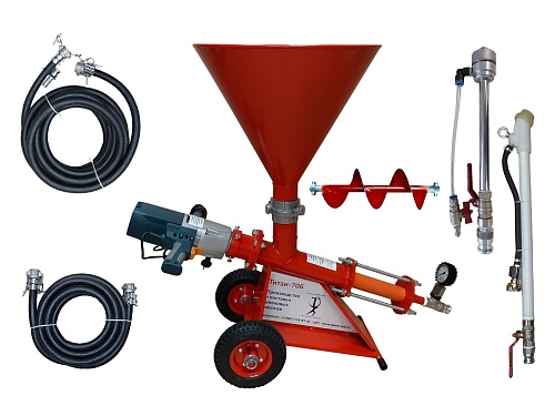 Инъекционный шнековый насос Титан-706-М.Т.Ш.Б.О смесительный вал, стальной бункер - комплект для отделочных работ