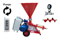 Инъекционный шнековый насос Титан-Профи-ДМБ-УР, реверс, дистанционное управление, стальной бункер